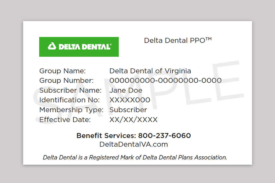 Delta Dental PPO sample ID card