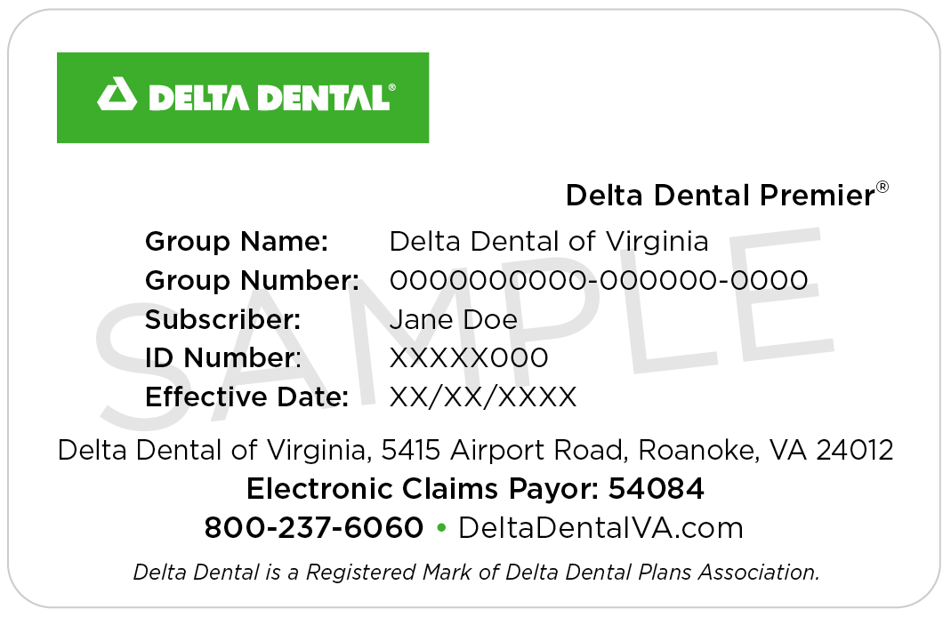 Delta Dental Premier ID card sample